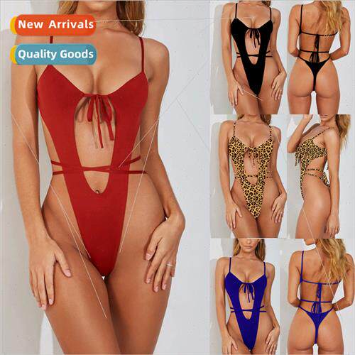 Bikini 2019 Womens Bikini Solid Color Wind One-Piece Swimsu