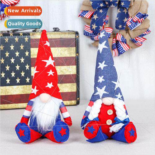 2023 New American Independence Day Knted Long Hat Gnome Face