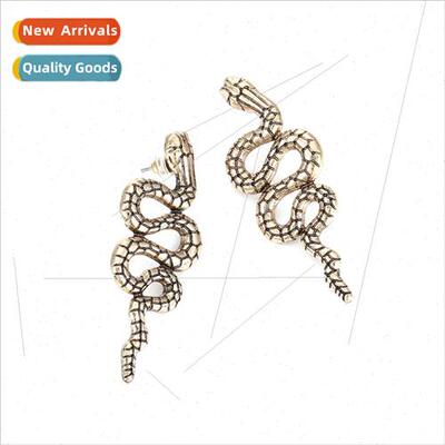 Personalized retro textured carved alloy snake earrings fash