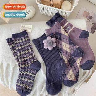 wool socks women pairs sheep winter mixed fall purple