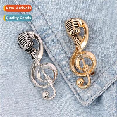 New Europe American fashion vintage microphone music pin not
