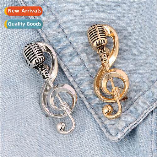 New Europe American fashion vintage microphone music pin not