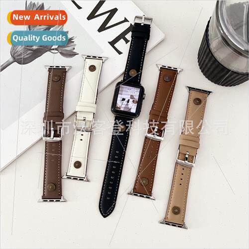 适用apple watch vintage nail sheepskin leather strap apple w