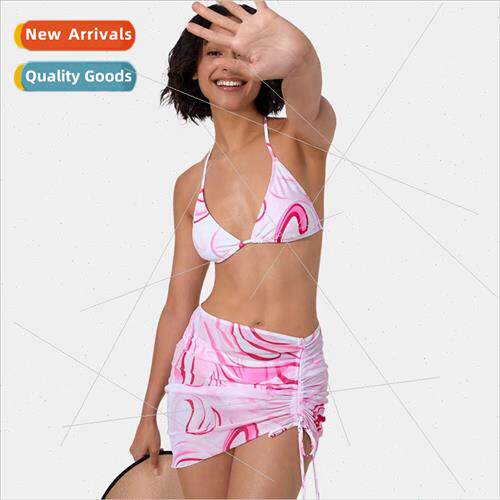 2022 new mesh three-piece womens spl triangle bikini swimsu