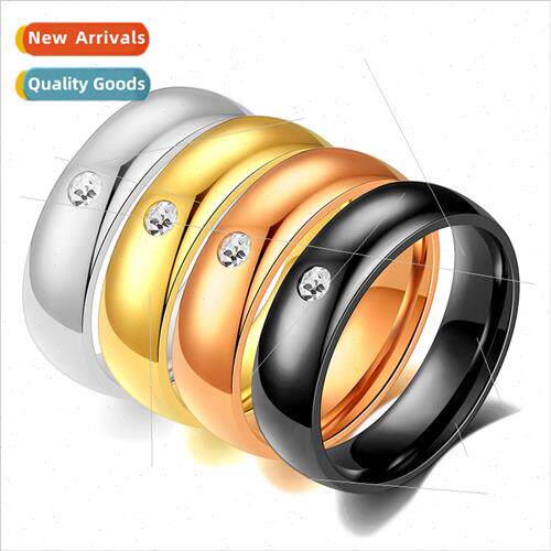 Europe Ins mple Stainless Steel Diamond Ring 5mm Men Women C
