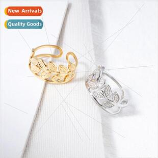 pattern open plated popular steel leaf tanium Europe ring
