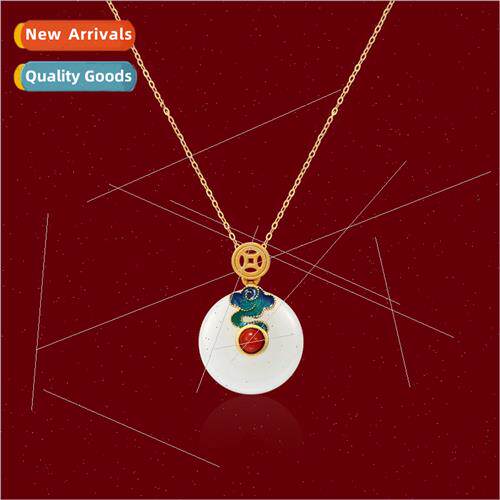 peace button necklace women ancient inherance enamel color a