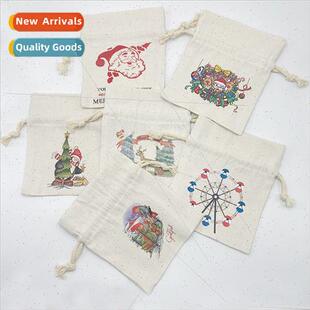 Canvas Drawstring Christmas Eve Can Bags New