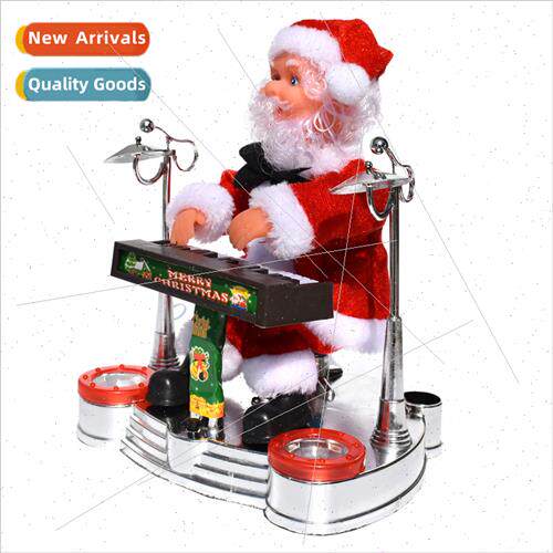 Stage playing saxophone drums electric music Santa Claus dol