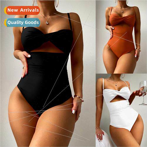 2024 New Europe Bikini Womens One-piece Swimsu Solid Multico