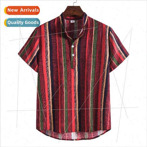Men fashion 2023 new youth stand-up collar new short-sleeved