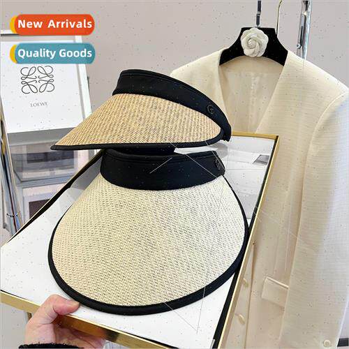 2023 female hollow top sunscreen sun hat rustic wind straw s