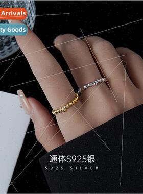 S925 silver vein ring female niche plated ins tide simple op