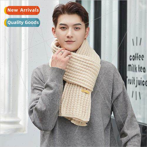 Men scarf female winter 2022 new Harajuku solid color wool w