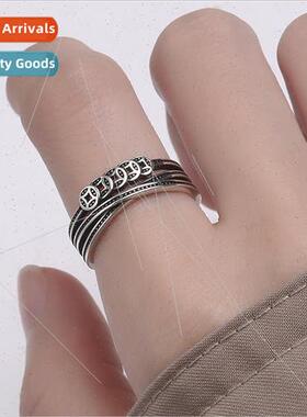 Chinese vintage coin tune open finger ring women double cros