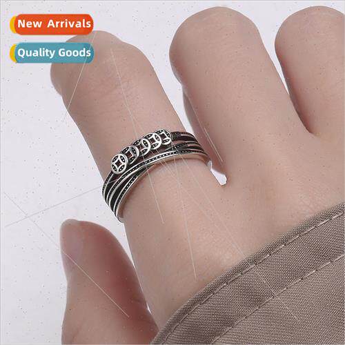 Chinese vintage coin tune open finger ring women double cros