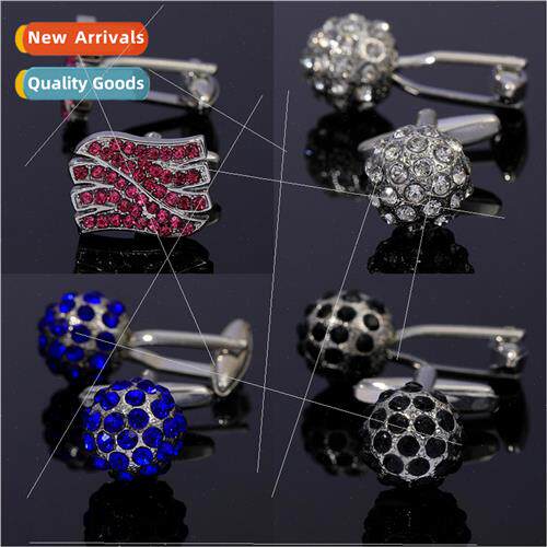 round diamond blue crystal cufflinks fashion French couple c