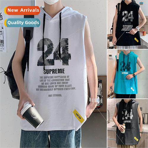 Hooded short-sleeved t-shirt men 2023 new nd ins summer coup