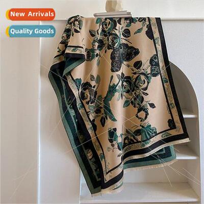 imation cashmere scarf female retro ethnic wind flowers thic