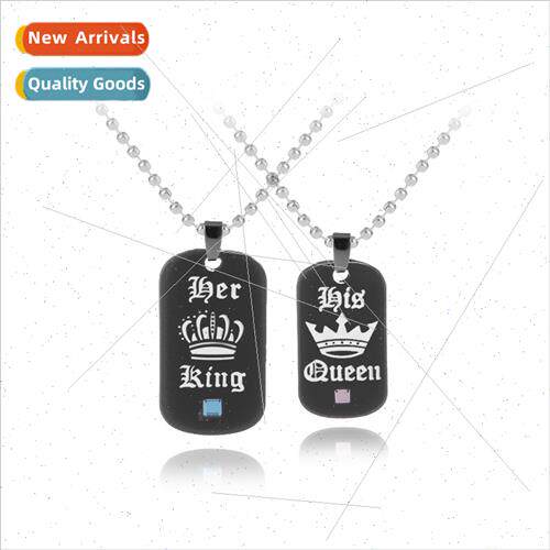 New Letter Pendant Her King His Queen Fashion Crown Couple N