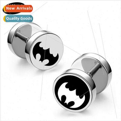 Ohao tanium steel barbell men fashion bat dumbbell earrings