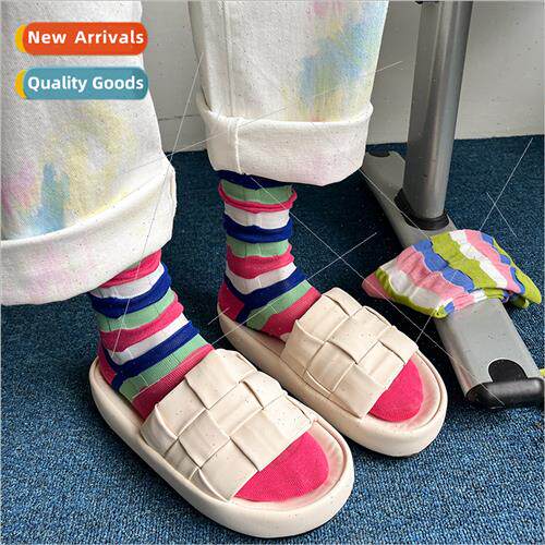 Boneless striped socks women mid-calf socks spring summer th