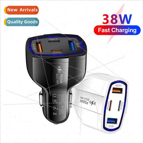 38W pd fast charger 4 in 1 car cigarette lighter 2USB+2PD on