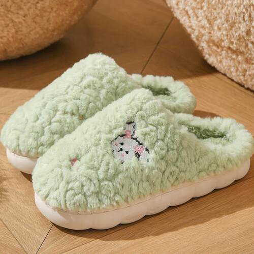 women Autumn and winter simple couple warm cotton slippers