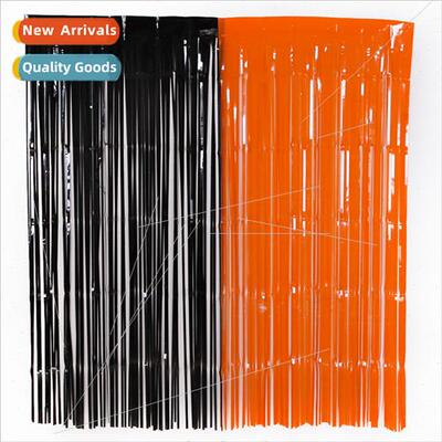 Halloween decorations macaroon orange black rain silk curtai