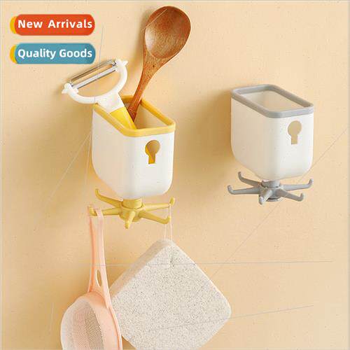 -adhesive plastic rotating rack 6 claw hooks kchen 360 degre