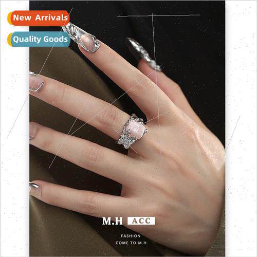 Pink natural stone open ring female delicate niche hundred w
