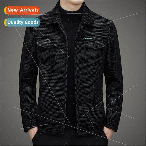 Jacket men fall winter new tweed middle-aged men casual lape