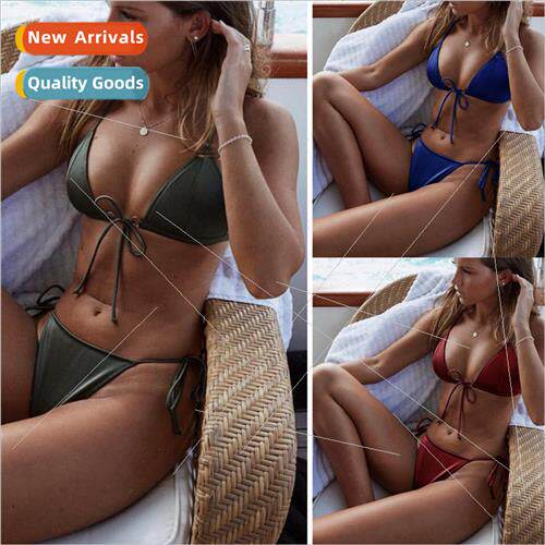3 color bayEurope solid color bandage bikini i2018A111