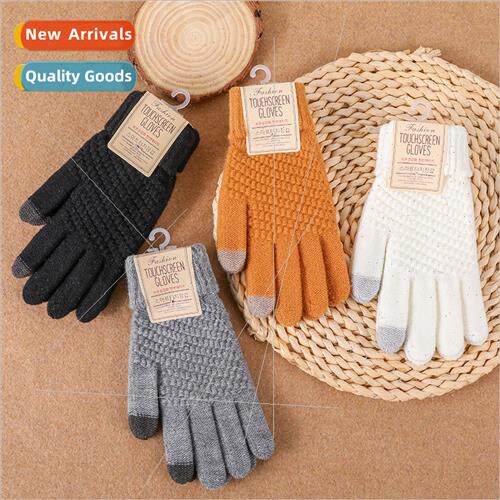 New knted woolen gloves fall and winter thickened windproof