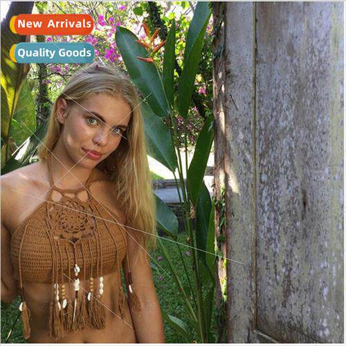Crochet bikini handmade knted tassel swimsu Europe Uned Stat