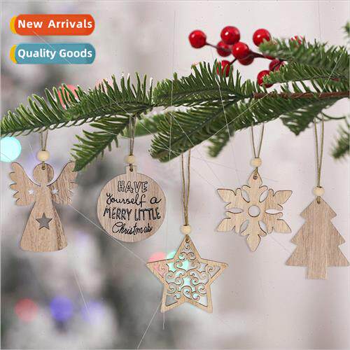 New Christmas wooden pendant hollow Christmas e elk diy pend