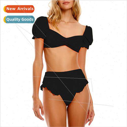 2022 Swimsu High Waist Spl Bikini Bubble Sleeve i Sexy Swims