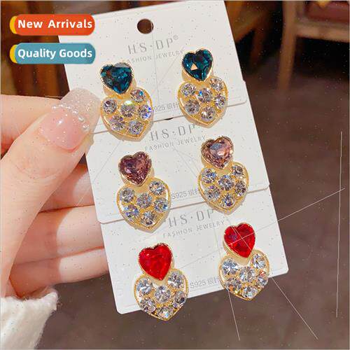 Delicate super flash celebry full zirconium love earrings s9