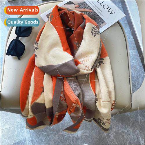Color blocking scarf female autumn winter Korea  ins tide th