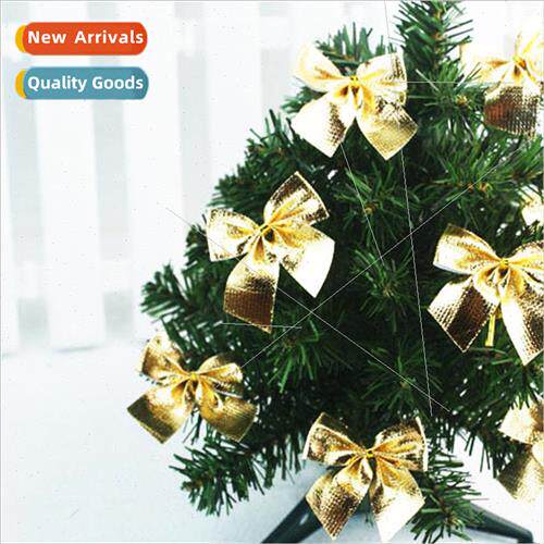 Christmas Tree Decoration Hanging 5cm Gold Bow Cloth Small G
