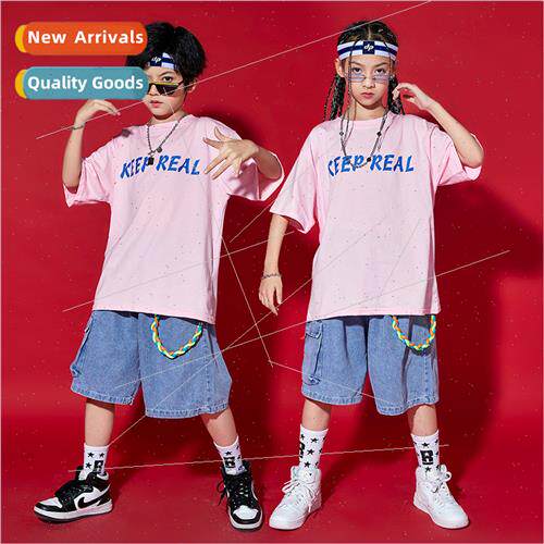 Set dance children tide clothing hip-hop summer loose short-