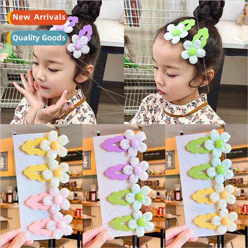 Children colorful flowers hair clips girls baby does not hur