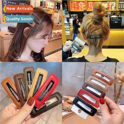 Leather hair clips female back head side clip bangs clip bro
