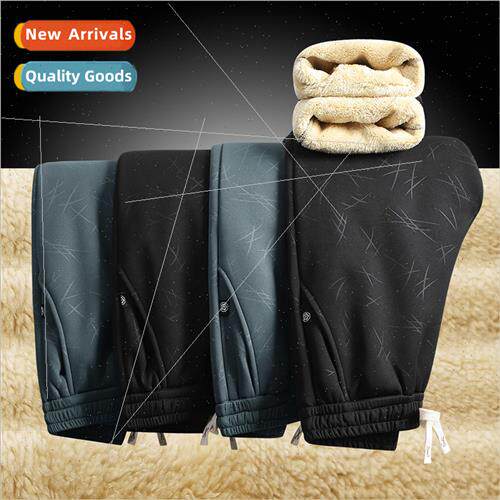 Casual pants men lambswool cotton pants 2023 winter new padd