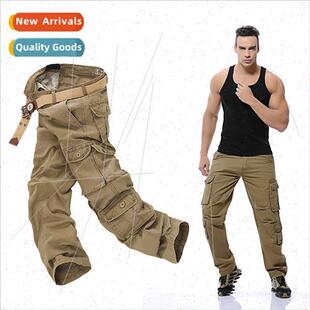 large size multi work pocket fashion pants man Men fat