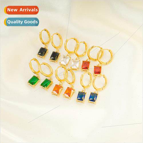 New fashion simple generous diamond multi-color earrings tan