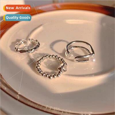 Double pearl irregular ring female ins tide niche hundred si