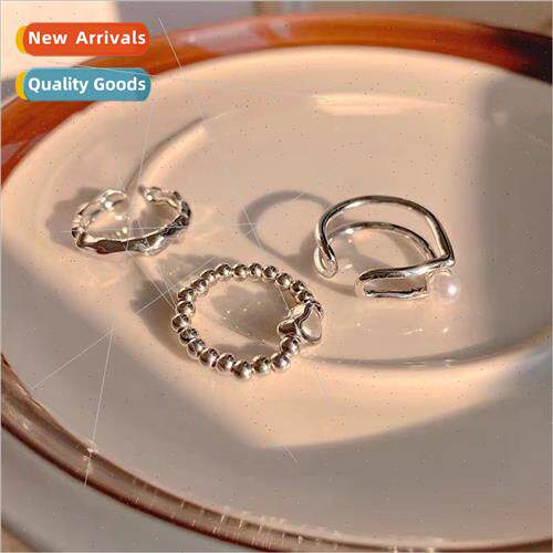 Double pearl irregular ring female ins tide niche hundred si
