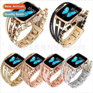 encrusted diamond leather strap watc 适用apple apple jewelry