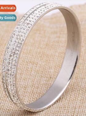 Four rows diamonds 12MM stainless steel mastic bracelet Euro